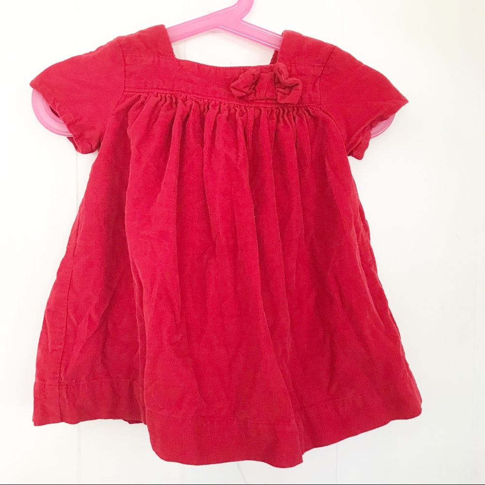 Gap | Red Corduroy Short Sleeve Party Dress